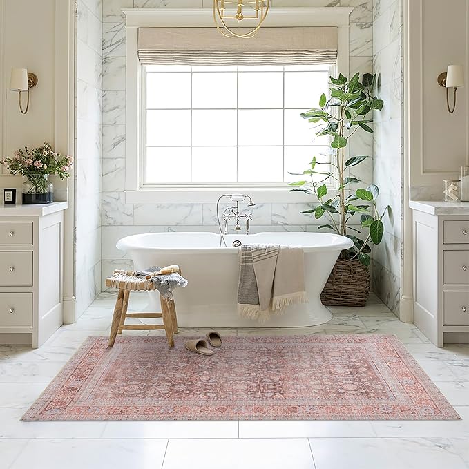 Fame Living Washable Area Rug. Modern Farmhouse. Vintage. Turkish. Bohemian. Distressed. Oriental. Traditional. Rugs for Living Room. Dining. Bedroom. Office. Entryway. Foyer. (860TT, 7'5" x 9'8")