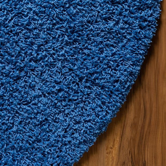 Unique Loom Solid Shag Collection Area Rug (5' Round Periwinkle Blue)