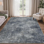 Bavni 6x9 Area Rugs Machine Washable Rug for Living Room, Modern Printed Rug Indoor Soft Area Rug for Bedroom Dining Room, Ultra-Thin Low Pile Carpet with Non Slip Rubber Backing, Dark Gray