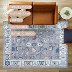 Fame Living Grey Oushak Rug, Modern, Vintage, Turkish, Eclectic, Floral, Pastel, Washable, Area Rugs for Living Room, Dining, Bedroom, Nursery, Girls, Boys, 5'9"x8'9"