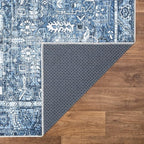 Bloom Rugs Washable Non-Slip 7 ft Runner - Blue Traditional Runner for Entryway, Hallway, Bathroom, and Kitchen - Exact Size: 2.5' x 7'