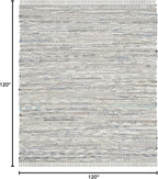 SAFAVIEH Rag Rug Collection Area Rug - 10' Square, Grey, Handmade Boho Stripe Cotton, Ideal for High Traffic Areas in Living Room, Bedroom (RAR121A)