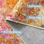 Lahome Modern Abstract Area Rug - 3x5 Washable Kitchen Rugs Colorful Bedroom Rug Non Slip Entryway Rugs, Rainbow Contemporary Indoor Floor Accent Carpet for Kitchen Sink Living Bathroom Doorway