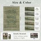 HelloTree 2x3 Entryway Rug Washable Vintage Print Door Mat Kitchen Rugs for Front Door Bedroom Living Room Entrance Small Soft Traditional Distressed Carpet Folable for Room Bedside-Green