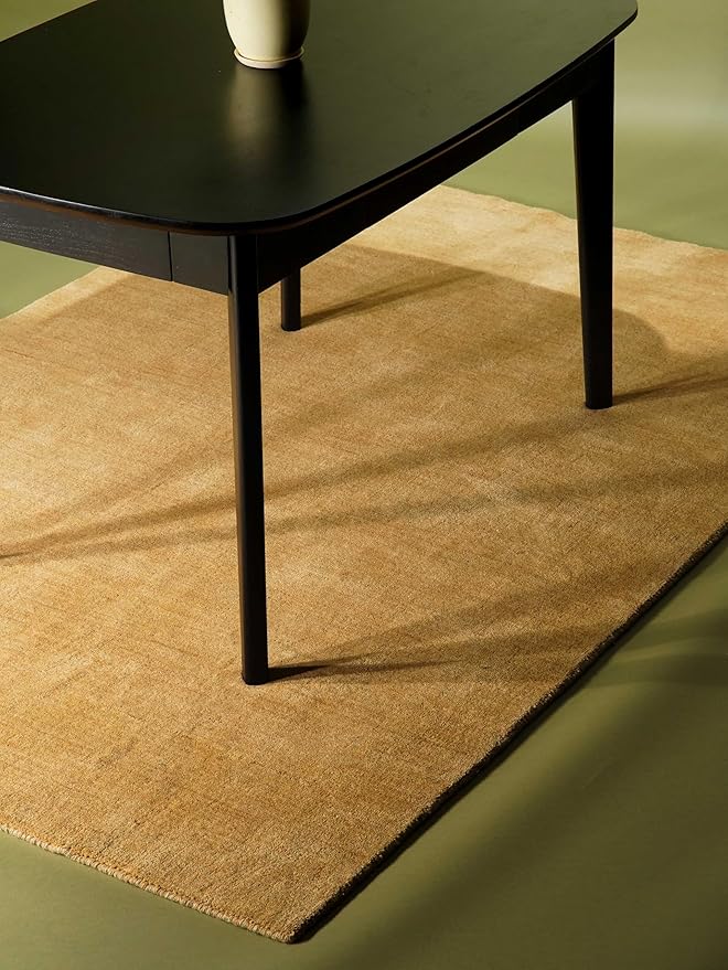 Rugsotic Carpets Hand Knotted Gabbeh Wool 6'x9' Area Rug Solid Gold L00111