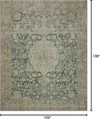 Loloi Magnolia Home by Joanna Gaines Sinclair Collection SIN-05 Jade/Sand 8'-6" x 11'-6", .25" Pile Height, Machine Washable, Area Rug