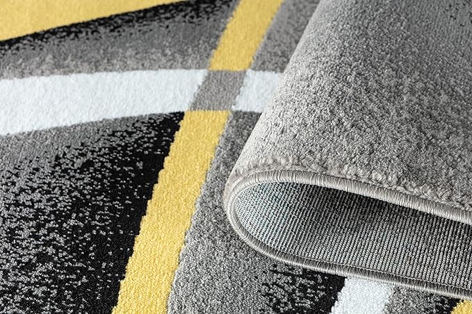 GLORY RUGS Area Rug Modern 5x7 Yellow Soft Contemporary Floor Carpet for Indoor Living Dining Room and Bedroom Area