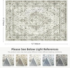 Deerly Boho Area Rug 9x12 Rugs for Living Room Distressed Area Rugs, Non Slip Washable Rugs Large Rug for Bedroom Dining Room Office, Floor Decoration 9 x 12 Rug (Cream)