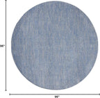 Nourison Home Nourison Essentials Blue Grey 8' x Round Area Rug - Easy Clean, Non Shedding, Bed Room, Living Room, Dining Room, Kitchen (8' x Round)