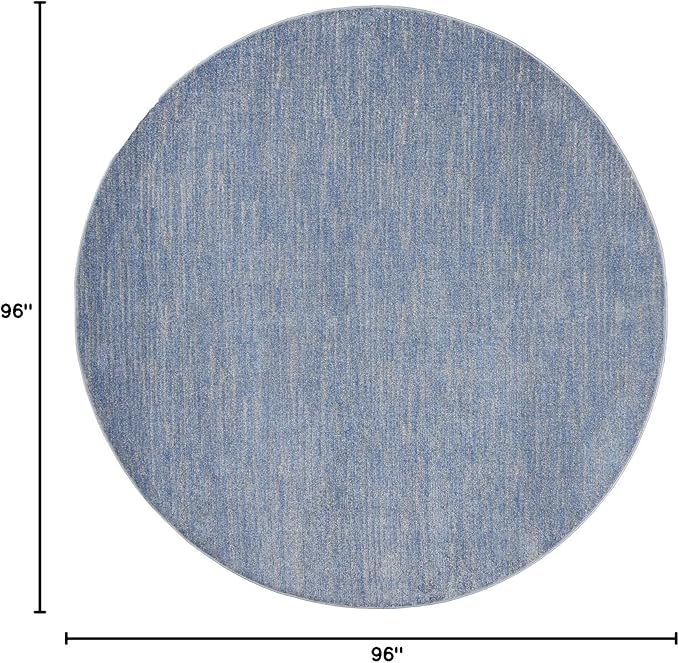 Nourison Home Nourison Essentials Blue Grey 8' x Round Area Rug - Easy Clean, Non Shedding, Bed Room, Living Room, Dining Room, Kitchen (8' x Round)