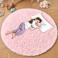 Andency Pink Round Area Rug for Bedroom, Shag Fuzzy Plush Circle Rug 7'X7' for Room, Cute Fluffy Circular Carpet for Dorm Playroom