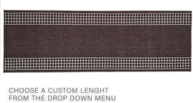 Custom Made Runner Rug for Kitchen Foyer Hallway Entry Choose Your Length 26 Inch Wide Geometric Checkered Design Brown Color (46 feet x 26 inch)