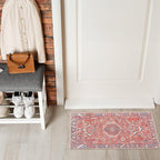 GLN Rugs Traditional Collection - Machine Washable Area Rug, Traditional Washable, Non Slip, Low Pile Chenille Rug, Living Room, Bedroom, Kitchen Rug (2' x 3' Multi Red)