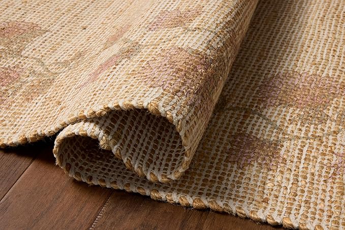 Loloi Chris Loves Julia Rue Collection RUE-05 Natural/Multi 9'-3" x 13' Area Rug Jute Neutral Floral Living Room Bedroom Rug