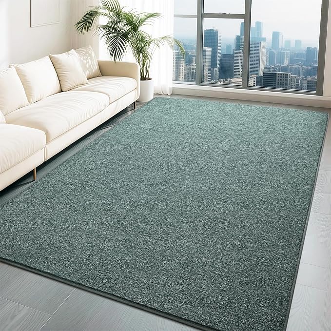 HQAYW 5x7 Area Rugs for Living Room Bedroom, Modern Thickened Memory Foam Soft Rug, Indoor Low Pile Minimalist Washable Non Slip Carpets for Kids Girls Boys Nursery Dorm Home Decor, Grey Green