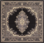 Unique Loom Reza Collection Traditional Persian Style Area Rug, 8' 0" x 8' 0", Black/Beige