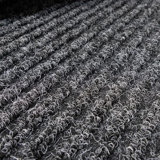 English Home Custom Size Non Slip Striped Design Durable Anti Slip Back Tough Pile Runner Rug for Hallway, Outdoor, Indoor, Commercial, Residential, Pool, Office (Dark Gray, 26" x 30')