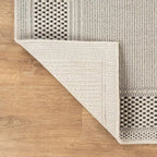 CAMILSON Easy Jute Rug 9x12, Indoor Outdoor Off-White Color Fiber Area Rugs for Living Room Patio and Dining Room Rug, Bordered Boho Woven Design, Easy-Cleaning, Washable Outside Carpet (9 x 12)