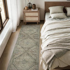 Bavni Kitchen Rug 2x7 Runner Rugs for Hallways Entryway, Washable Vintage Print Carpet, Ultra-Thin Chenille Low Pile Lightweight Rug with Non Slip Backing, Tan