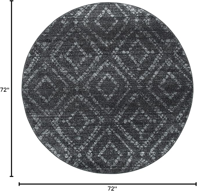 SAFAVIEH Adirondack Collection 6' Round Dark Grey/Grey ADR131F Modern Diamond Distressed Non-Shedding Living Room Dining Bedroom Foyer Area Rug