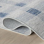Dash & Albert Valen Plaid Blue Machine Washable Rug, 6 X 9 Feet, Blue/White Plaid Pattern