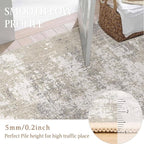 Modern Abstract Beige Gray Area Rug 2x8 Hallway Runner Machine Washable Carpet Bathroom Kitchen Indoor Accent Throw Low Pile Non Slip Distressed Laundry Living Dining Room Bedroom Office