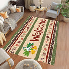 Vintage Christmas Area Rugs 6x8ft Merry Christmas Snowflakes Floral Winter Holiday Decorative Floor Mats Xmas Decorative Rugs for Living Room Bedroom Doormats Welcome Mats Non-Slip and Durable