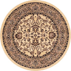 Unique Loom Sialk Hill Collection Area Rug - Washington (5' 1" Round Ivory/Black)