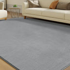 Solid Washable Area Rug - 6x9 Medium Pile Faux Cashmere Carpet for Living Room Bedroom, Grey