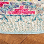 SAFAVIEH Madison Collection 3' Round Blue / Yellow MAD418K Boho Diamond Distressed Non-Shedding Dining Room Entryway Foyer Living Room Bedroom Area Rug