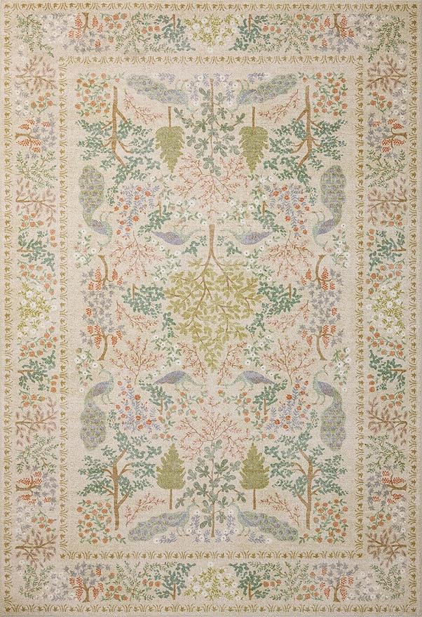 Loloi Rifle Paper Co. Canopy Collection CNP-05 Ivory 5'-0" x 5'-0" Round Accent Rug