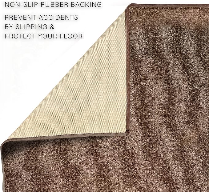 Custom Made Runner Rug Low Pile with Rubber Backing for Kitchen Foyer Hallway Entry Choose Your Length Size 31 Inch Wide Solid and Plain Brown Color (5 feet x 31 Inch)