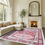 Fame Rugs Turkish Rug. Washable Vintage Oriental Antique Inspired Traditional Doormat Small Modern Area Rugs Luxury Entryway Entry Bedroom Bathroom Kitchen (378RR, 9' x 12')