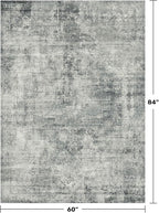 Slate Blue Abstract 5x7 Rug for Office - Dark Grey and Blue Bedroom Rug for Living Room, Washable, Non Slip & Soft, Medallion Indoor Décor