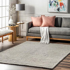 Nuloom Penelope Light Grey/Ivory, 3' x 5', Hand-Braided, Wool & Cotton, Textured and Dense, High Traffic, Stain Resistant, Easy Clean, Durable Area Rug for Bedroom, Living Room, Dining, Entryway