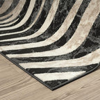 Abani Terra Area Rug for Living Room, Bedroom - Zebra Pattern - Black Cream - 2' x 3' - Durable & Easy to Clean