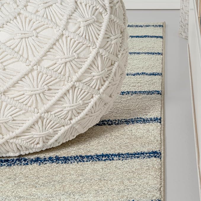 JONATHAN Y Williamsburg Minimalist Stripe Cream/Navy Indoor Area Rug, 5x8, Contemporary, Modern, Easy-Cleaning for Living Room, Bedroom, Kitchen, Pet Friendly, Non-Shedding (MOH201E-5)