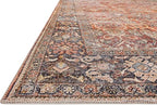 Loloi Layla Collection LAY-02 Spice/Marine 2'-0" x 5'-0" .13" Thick Accent Rug, Soft, Durable, Vintage Inspired, Distressed, Low Pile, Non-Shedding, Easy Clean, Printed, Living Room Rug