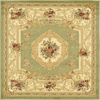 Unique Loom Versailles Collection Traditional Classic Floral Motif Area Rug (4' 0 x 4' 0 Square, Green/ Ivory)