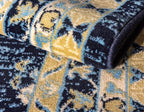 Unique Loom Taftan Collection Border Geometric Tribal Inspired Design Area Rug (5' 0 x 8' 0 Rectangular, Navy Blue/ Gold)