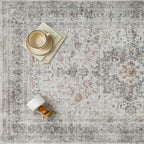 8x10 Washable Vintage Area Rug for Living Room Bedroom Soft Tranditional Non Slip Large Throw Rug Lightweight Floral Low Pile Distressed Carpet Office Playroom Dining Room