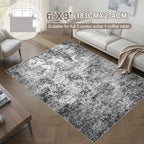 Area Rug Living Room Rugs - 6x9 Large Soft Indoor Neutral Modern Abstract Low Pile Washable Rug Carpet for Bedroom Dining Room Farmhouse Home Office - Grey