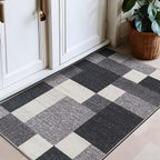 Rugshop Gray Modern Geometric Boxes Non-Slip Area Rug Non-Shedding for Entryway, Laundry Room and Small Spaces, 2'7" x 4'