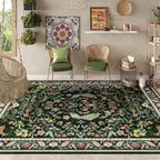 8x10 Area Rugs for Living Room Washable Rug Floral Non-Slip Large Rug for Living Room, Bedroom, Farmhouse, Dining Room, Kids Playroom (Emerald Green)