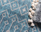 Unique Loom Outdoor Trellis Collection Area Rug - Tribal Trellis (4' 1" Round, Teal/ Ivory)