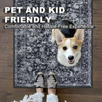 KILOCOCO Hallway Runner 2x8 Rug Runner Printed Vintage Floral Washable Kitchen Runners Non-slip Rubber Backed Runners for Hallways Distressed Thin Soft Rugs for Entryway Laundry Room, Black/Navy/White