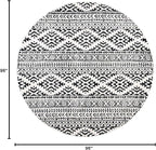 SAFAVIEH Tulum Collection Area Rug - 8' Round, Ivory & Black, Moroccan Boho Tribal Design, Non-Shedding & Easy to Clean, Ideal for Living Room, Bedroom, Dining Space (TUL272B)