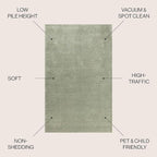 JONATHAN Y Haze Solid Low-Pile Green Indoor Area Rug 4x6, Coastal,Bohemian,Minimalist,Classic, Easy-Cleaning for Living Room,Bedroom,Kitchen,Pet Friendly,Non-Shedding (SEU100O-4)