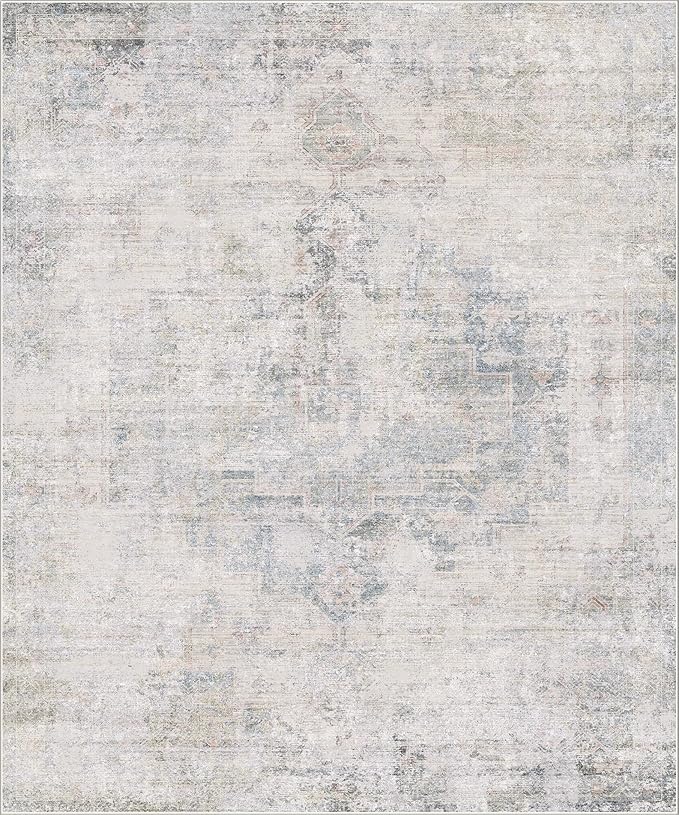 Modern Living Room Rug - 10x12 Large Area Rug for Dining Room Table, Classroom, Slate Blue Grey, Lightweight, Soft & Foldable