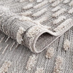 Hauteloom Poydras Farmhouse Living Room Bedroom Modern Moroccan Area Rug - Soft Shaggy High Low Carpet - High Pile - Bohemian, Boho - Gray, Beige, Cream - 6'7" x 9'